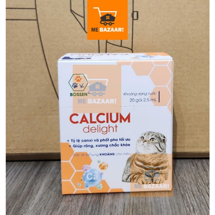BOSSEN - [Canxi MÈO] Calcium Delight for cat Bổ Sung Canxi và Khoáng cho Mèo - Hộp 20 gói