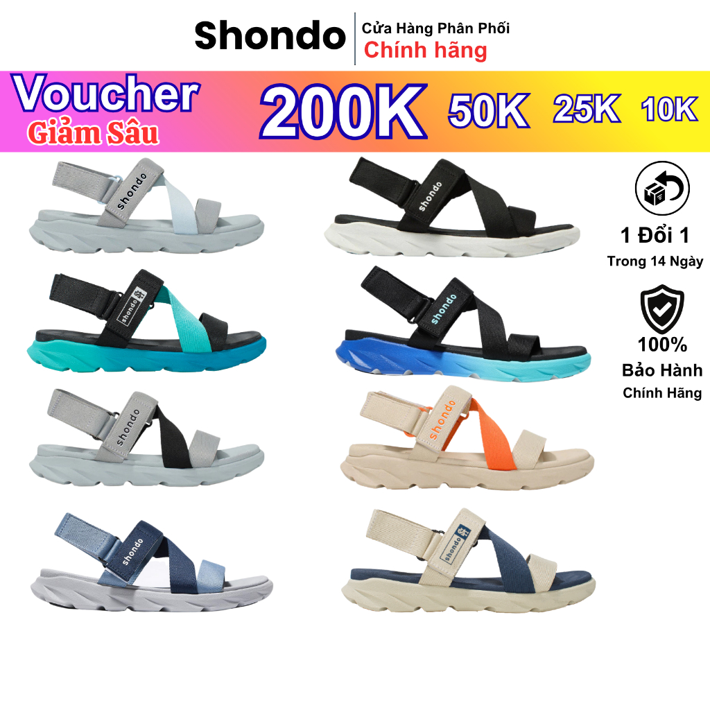 SHONDO Sandal Nam Nữ Đi Học Đi Chơi F6 Sport Ombre Êm Nhẹ Màu Sắc Thời Trang Đế Bằng 3.5cm Sandals X