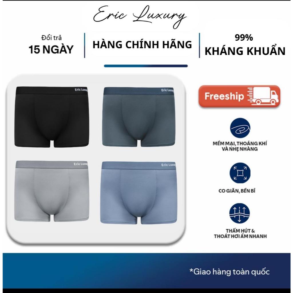 Hộp 4 Quần Sịp Nam Boxer Eric Luxury Co Giãn 4 Chiều Thoáng Khí Kháng Khuẩn Khử Mùi
