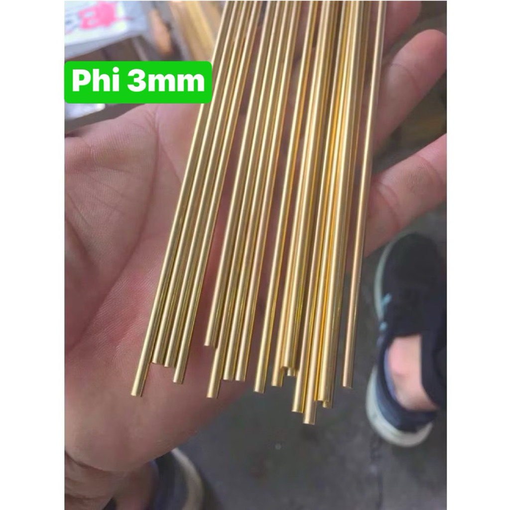 Thanh đồng vàng tròn đặc phi 3mm dài 1m