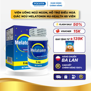  Viên uống ngủ ngon Melatonin Nu-Health giúp điều hòa giấc ngủ giảm căng thẳng 60 viên 