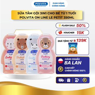  Sữa tắm gội 3in1 cho bé từ 1 tuổi POLVITA On Line Le Petit với 6 hương ngọt ngào dịu nhẹ 350ml 