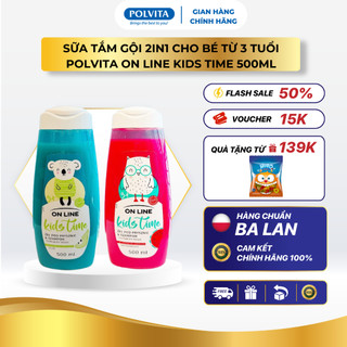  Sữa tắm gội 2in1 cho bé từ 3 tuổi POLVITA On Line Kids Time 2 hương trái cây tươi mát dịu nhẹ 500ml 