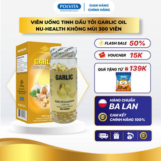  Viên uống tinh dầu tỏi Garlic Oil Nu-Health không mùi tăng cường sức đề kháng tốt cho tiêu hóa 300 viên 