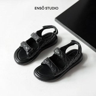  ENSo - Dép Da Cừu Thật Topaz Màu Đen 