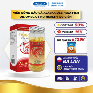  Viên uống dầu cá Alaska Deep Sea Fish Oil Omega-3 Nu-Health bổ sung dưỡng chất tăng thị lực nâng cao trí nhớ 100 viên 