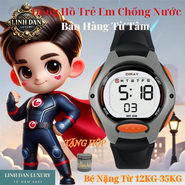 [DIRAY 8207L] Đồng Hồ Trẻ Em Điện Tử Thể Thao | Đèn LED – Chống Nước 30M | Bé Trai Bé Gái | Chính Hãng