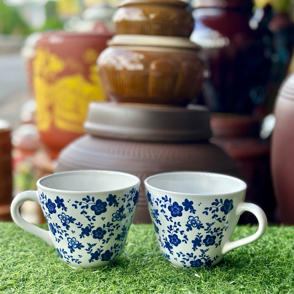 Combo 2 ly uống nước gốm sứ đẹp, chịu nhiệt dung tích 350ml.
