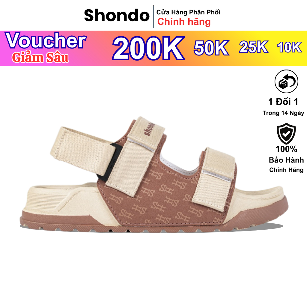 Giày Sandal Nam Nữ Shondo Platy 2 Thời Trang, Êm Chân Màu Be Nâu PLA2595