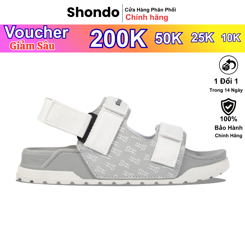 Giày Sandal Nam Nữ Shondo Platy 2 Thời Trang, Êm Chân Màu Xám Trắng PLA2001