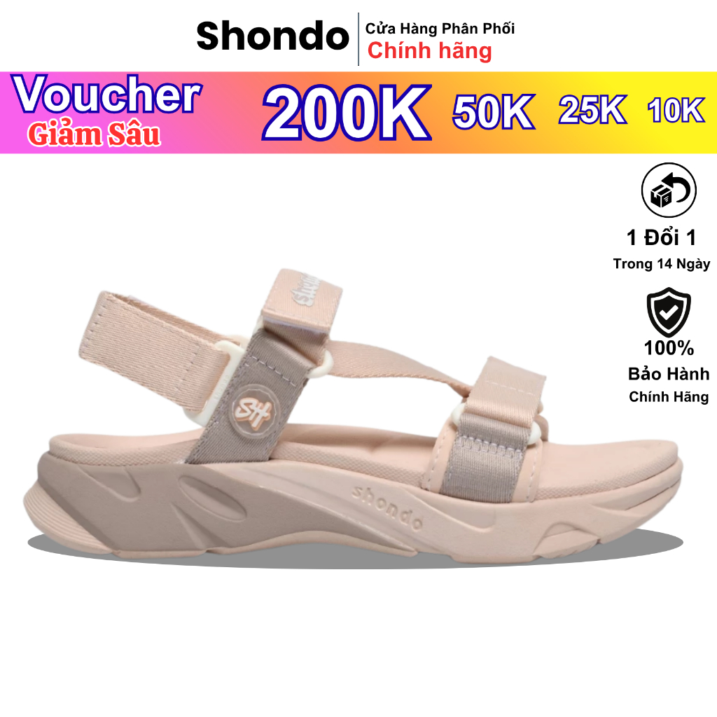 Giày Sandal Nữ SHONDO Nữ F8M Êm Chân, Bền Màu Hồng Shondo F8M7095