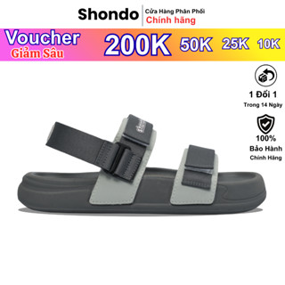  Giày Sandal Nam Nữ Đế Bánh Mì Platy 5 SHONDO Êm Ái Thời Trang Phối Khoen Gài Màu Xám Đậm PL52420 