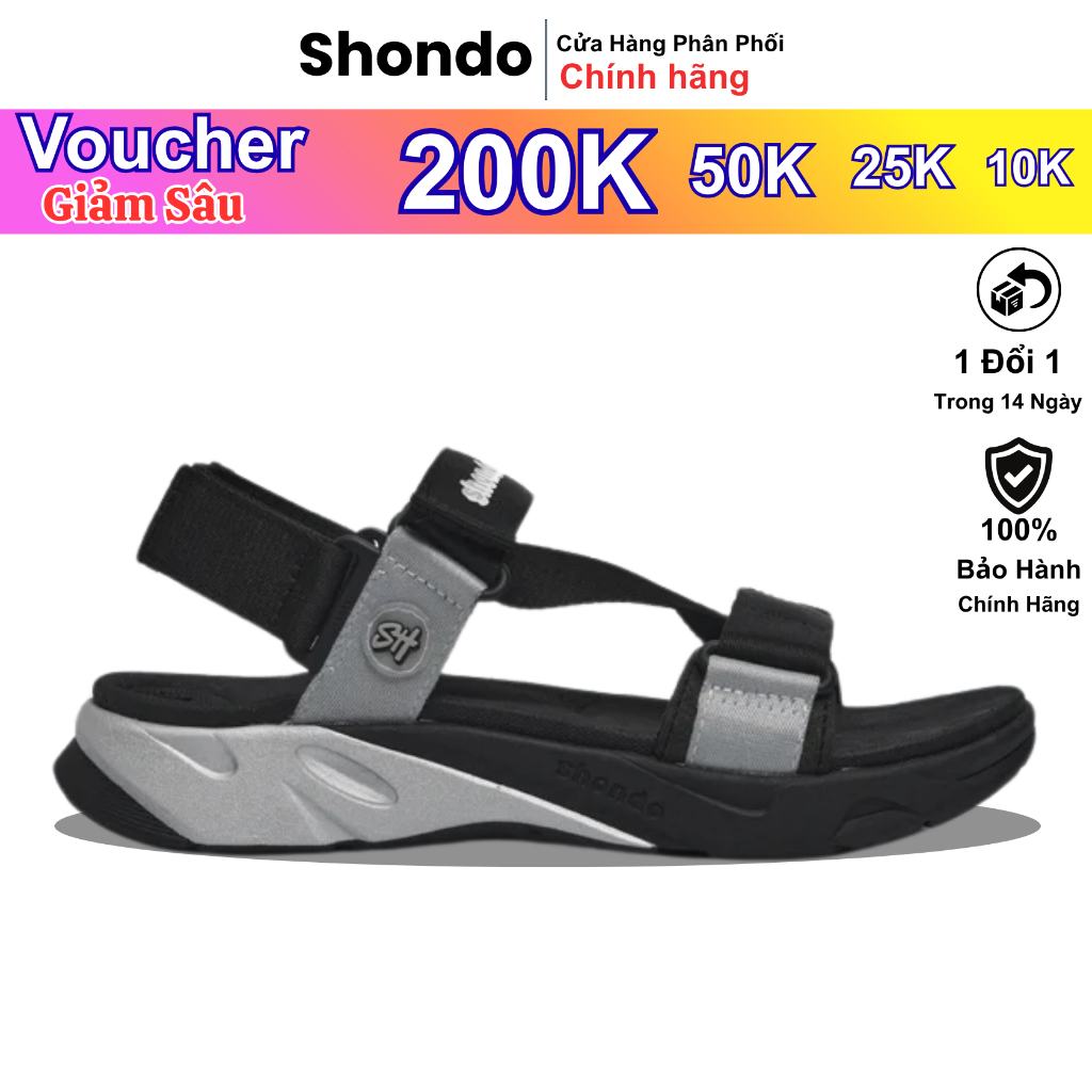  Giày Sandal Nam Nữ SHONDO F8M Êm Chân Bền Màu Đen Xám  Hồng Xăng Đan Đi Học Đi Chơi Thời Trang 