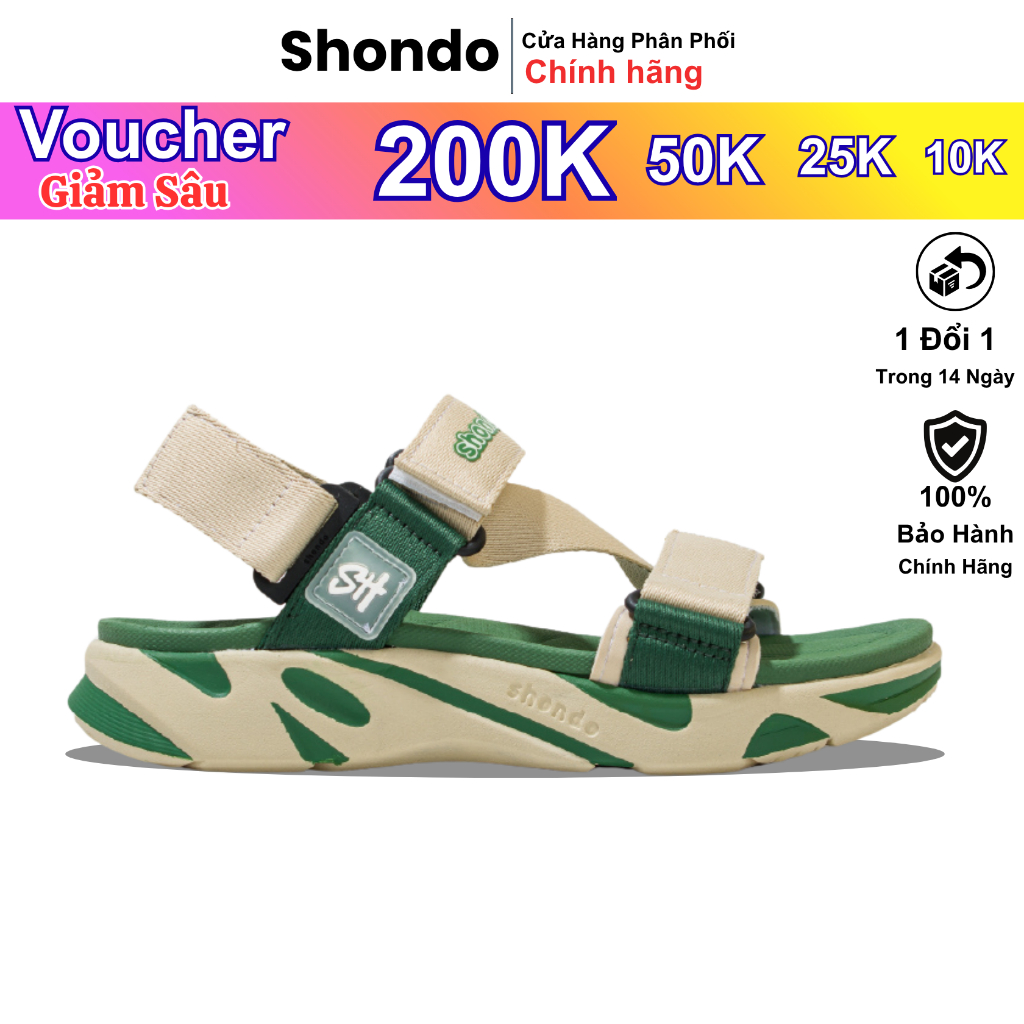 Giày sandals Shondo F8 be xanh rêu ver.2 F8M2424