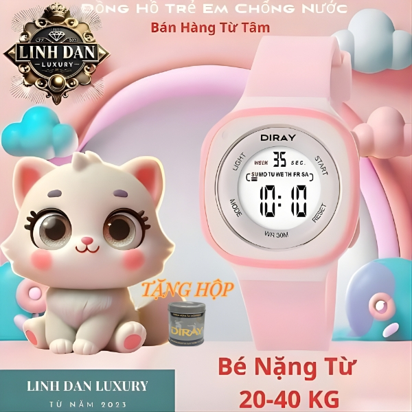 [DIRAY 2207L] Đồng Hồ Trẻ Em Chính Hãng | Điện Tử – Đèn LED – Chống Nước 30M – Báo Thức | Bé Trai Bé Gái
