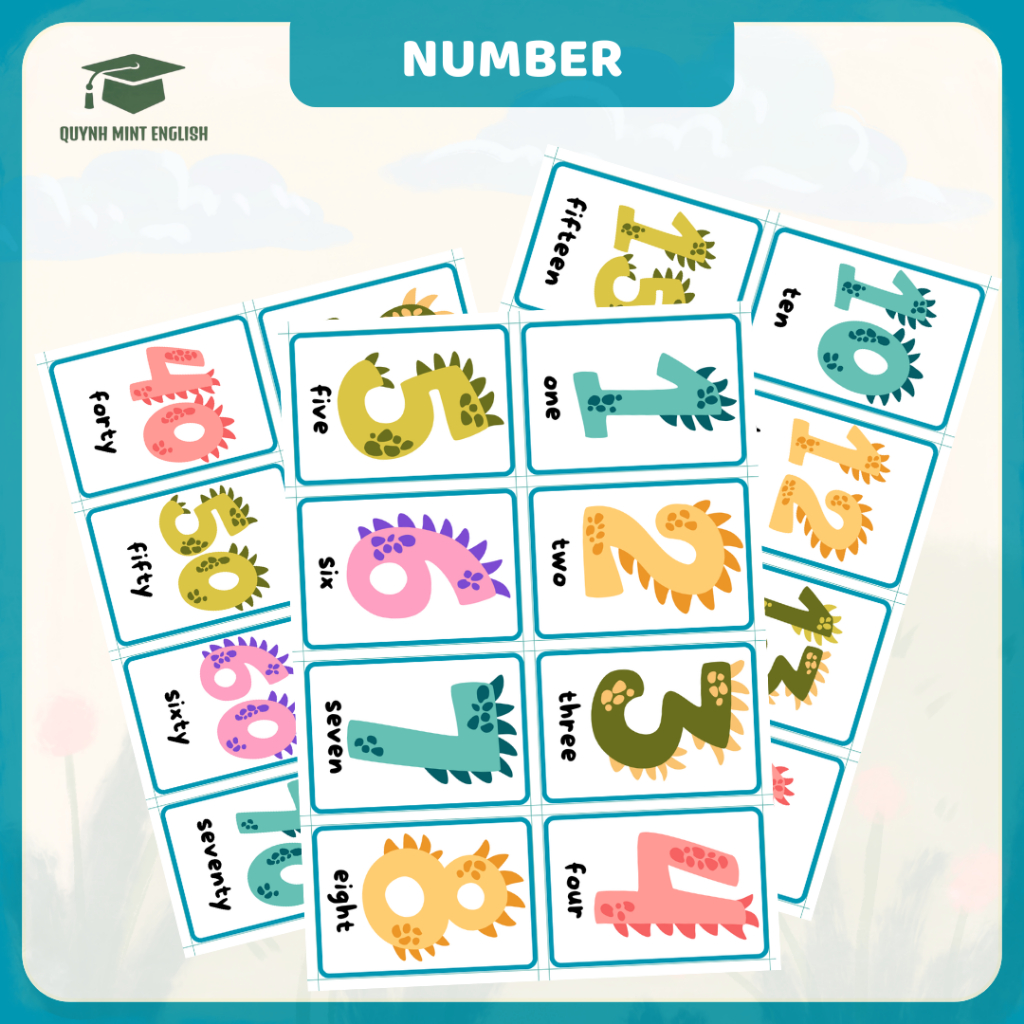 NUMBER - Bộ thẻ từ vựng học Tiếng Anh - Thẻ Flashcard -Thẻ từ vựng Chủ đề SỐ ĐẾM NUMBER