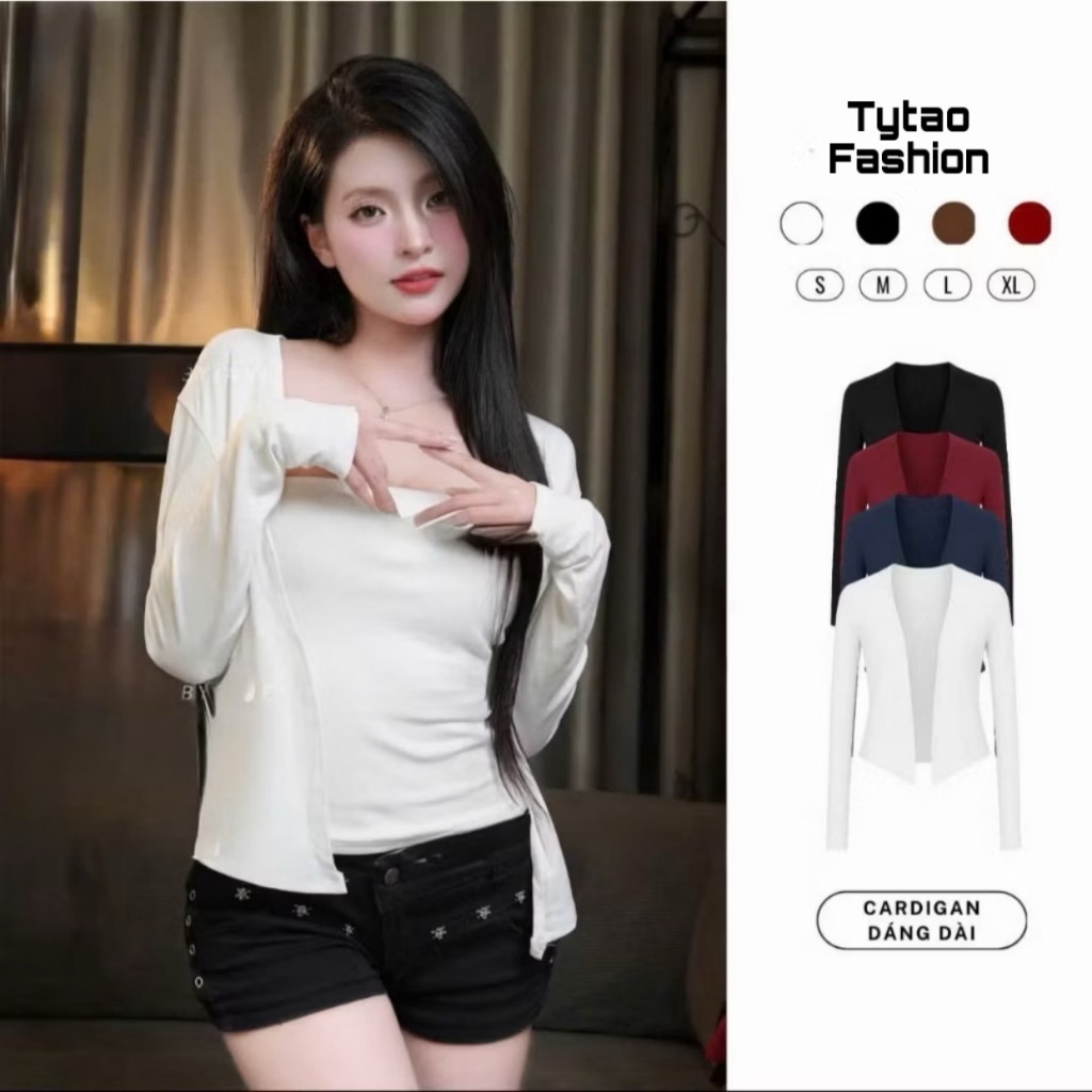 Áo Khoác Cardigan Dáng Dài Trơn Nhiều Màu, Áo Khoác Ngoài Tay Dài Co Dãn 4 Chiều Kiểu Dáng Bánh Bèo Tiểu Thư | BigBuy360 - bigbuy360.vn