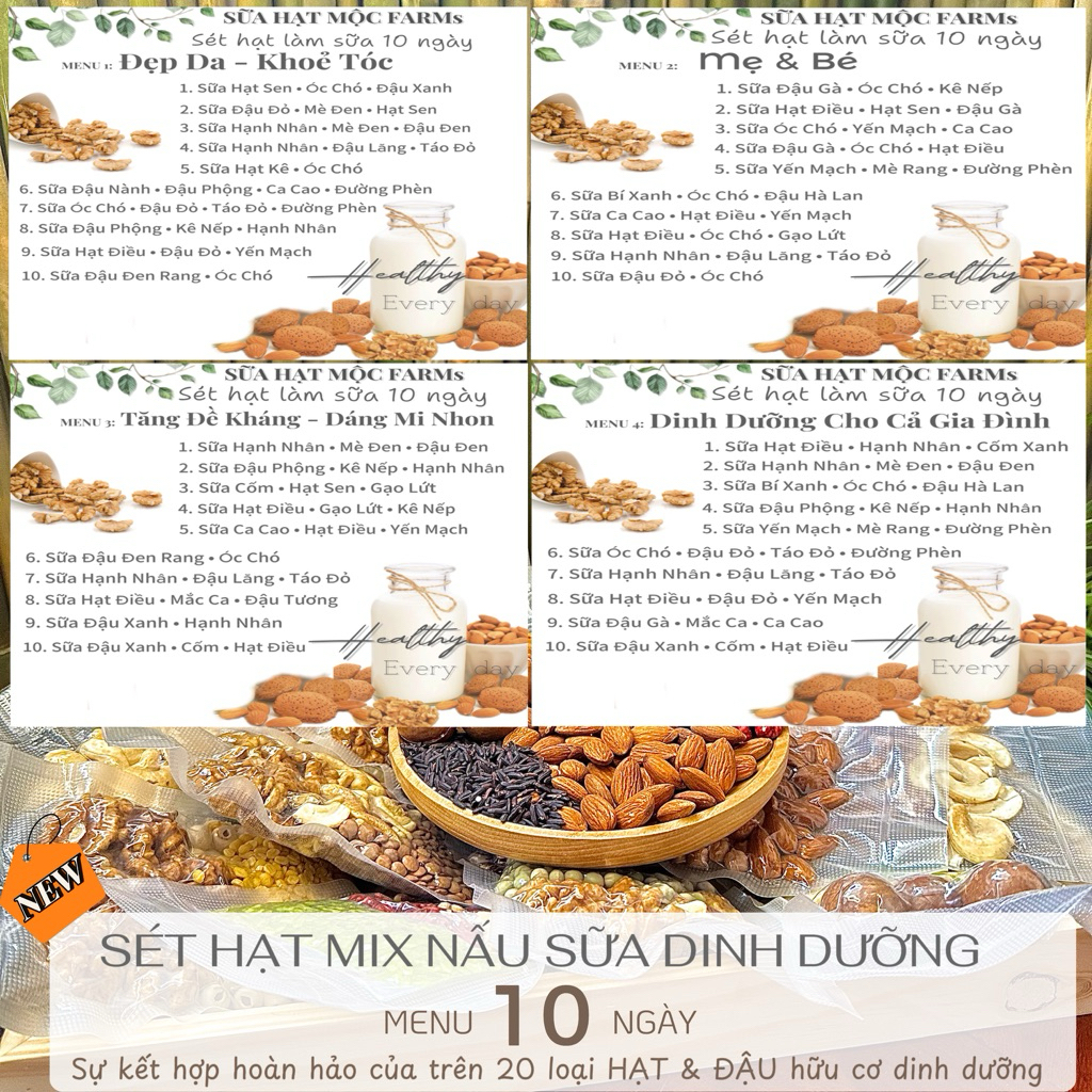 [Tặng Chai Thủy Tinh] Combo 15 ngày,10 ngày,7 ngày Sét hạt mix nấu sữa hạt dinh dưỡng, công thức thơm ngon bổ dưỡng