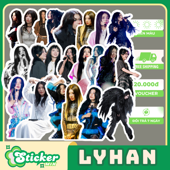 Set 50 sticker LYHAN EM XINH SAY HI dễ thương, vali, idol, sưu tầm...S287