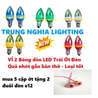  VỈ 2 Bóng đèn LED Trái Ớt Đèn Quả nhót gắn bàn thờ - Loại tốt 