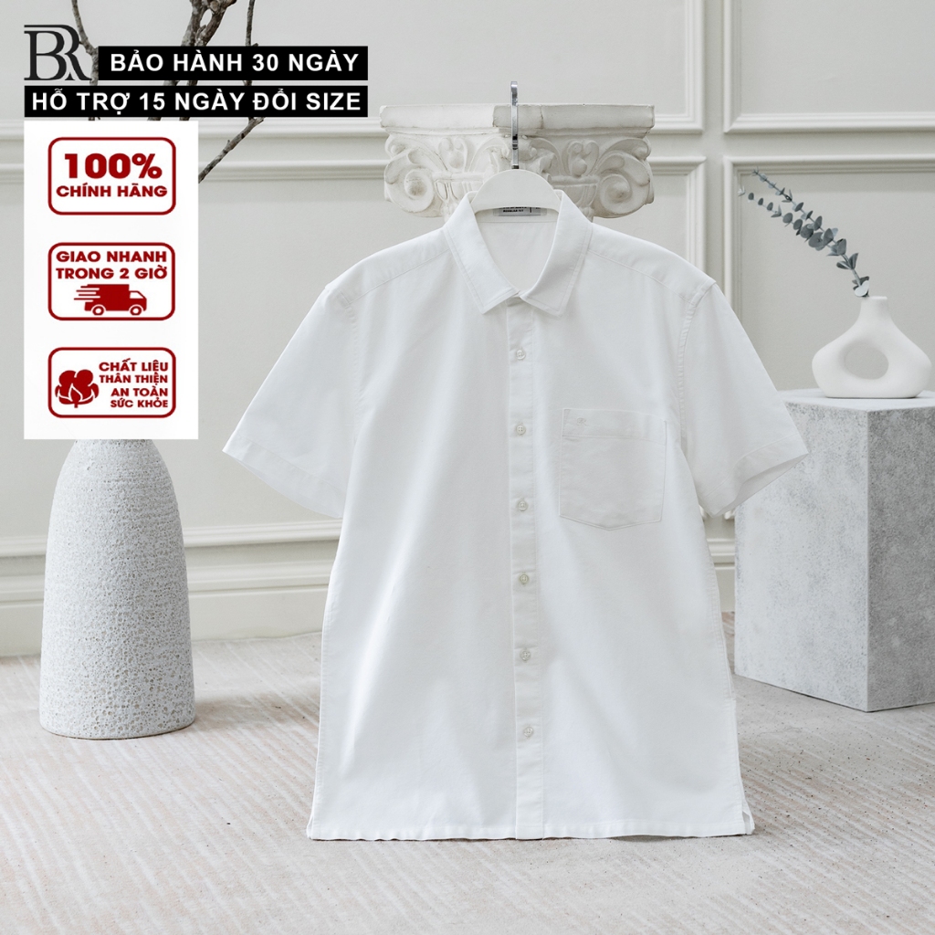 [BIGSIZE] Áo sơ mi nam ngắn tay BR vải ford, thoáng mát, thấm hút tốt, form regular fit, BAF01 - Bra