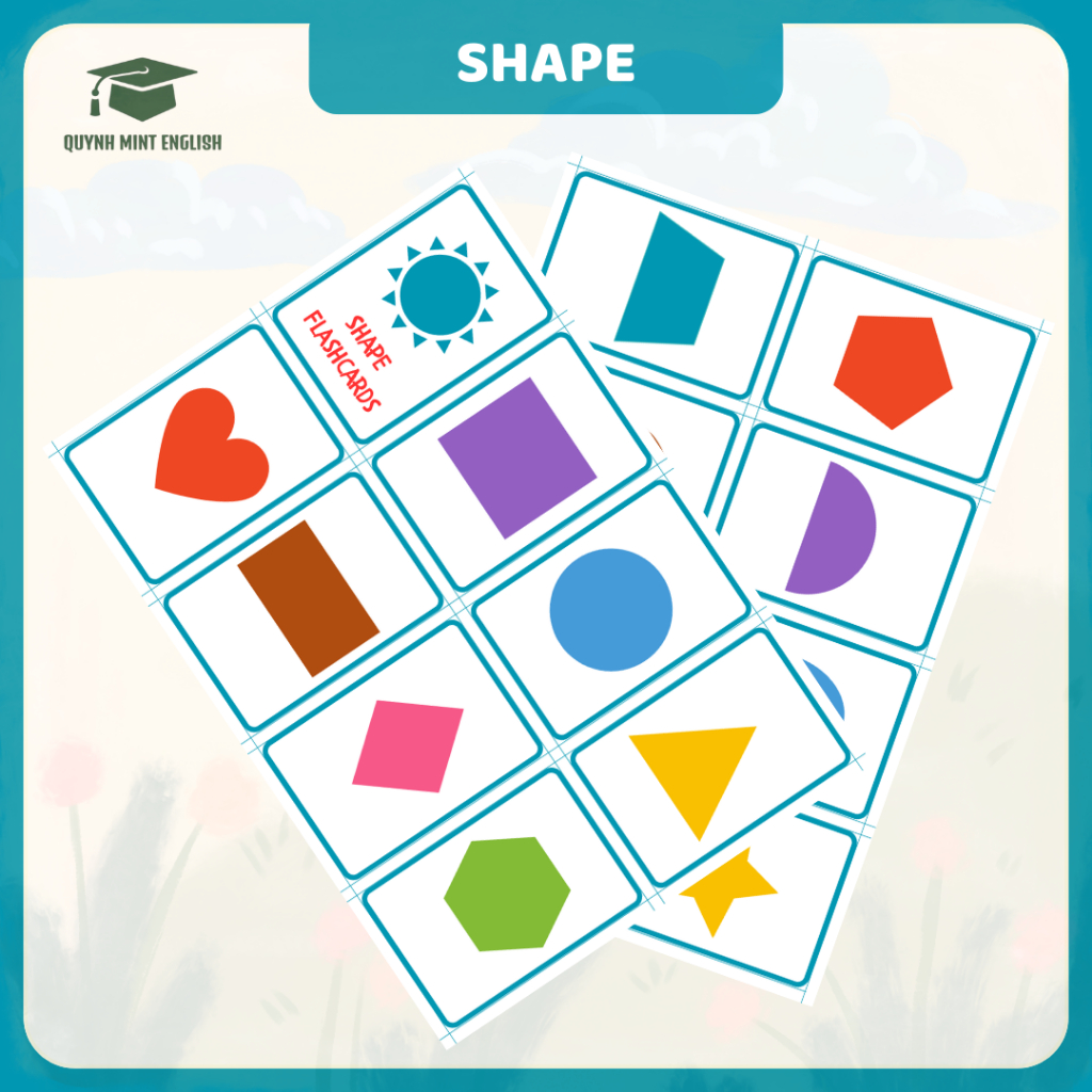 SHAPE - Bộ thẻ từ vựng học Tiếng Anh - Thẻ Flashcard -Thẻ từ vựng Chủ đề HÌNH DẠNG SHAPE