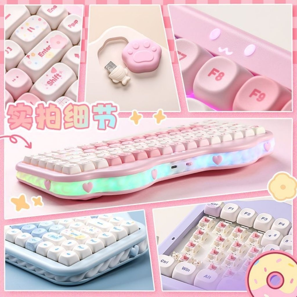 Bàn Phím Cơ Không Dây Yunzii C75 / Yunzii C98 Led Viền RGB 3Mode Kết Nối Hỗ trợ MacOS | BigBuy360 - bigbuy360.vn