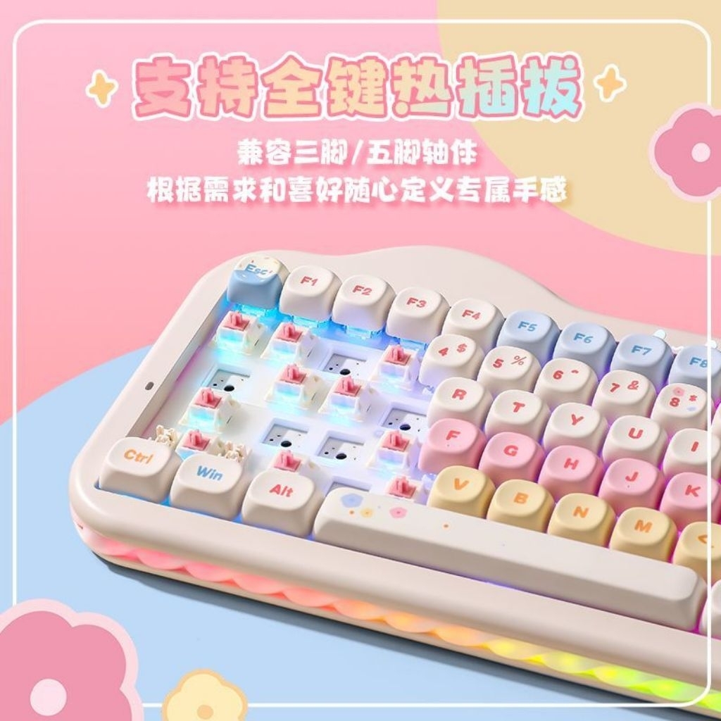 Bàn Phím Cơ Không Dây Yunzii C75 / Yunzii C98 Led Viền RGB 3Mode Kết Nối Hỗ trợ MacOS | BigBuy360 - bigbuy360.vn