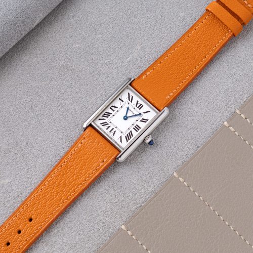 Dây da dê Alran Pháp cho Cartier Tank Must (Cam)