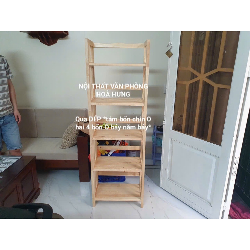 KỆ SÁCH GỖ CAO SU 5 TẦNG 50CM CAO 157CM