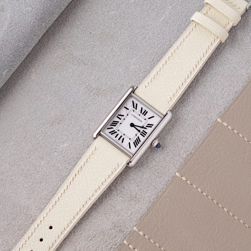 Dây da dê Alran Pháp cho Cartier Tank Must (Trắng ngà)