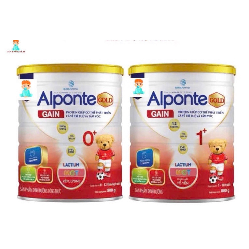 Sữa bột Alponte Gain Gold 0+ 400g và 800g, Sữa bột Alponte Gain Gold 1+ 800g