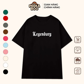[PEEKABOO]Áo thun unisex form rộng "Legendary", áo phông cotton 2 chiều nam nữ cộc tay phong cách đơn giản, dễ mặc