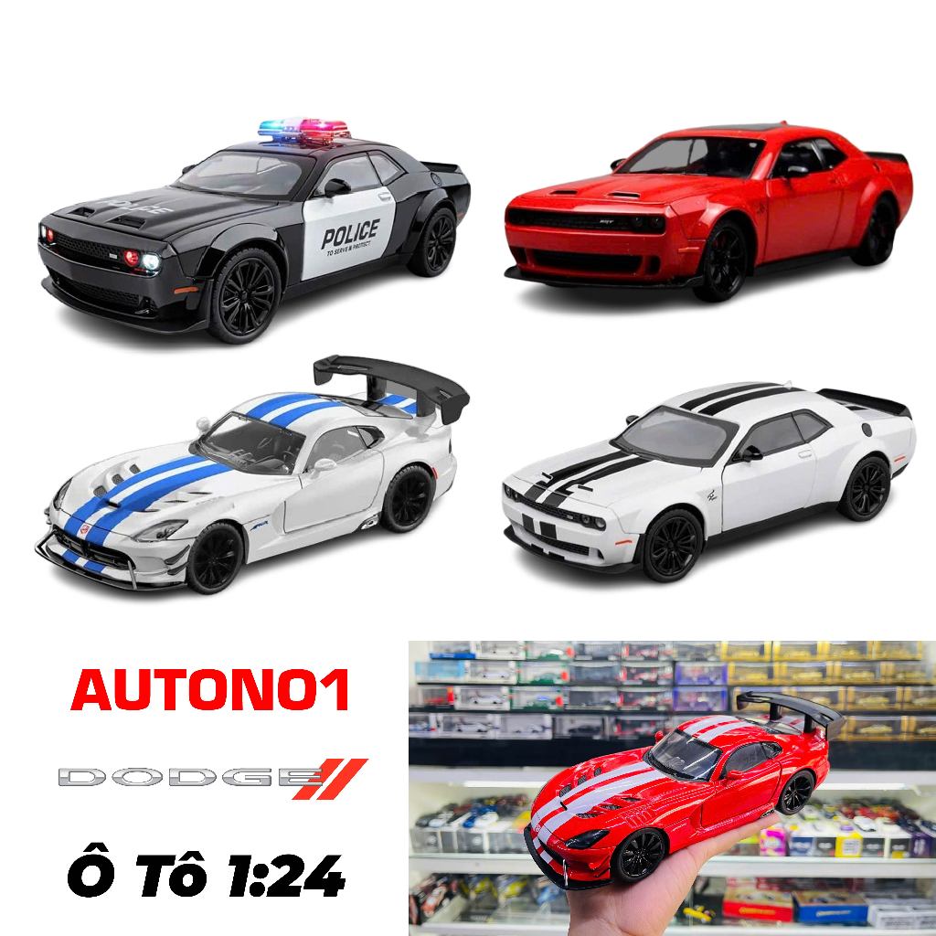 Mô hình xe Dodge Challenger SRT - Hellcat - Viper SRT10 ACR full open - có đèn - âm thanh tỉ lệ 1:24