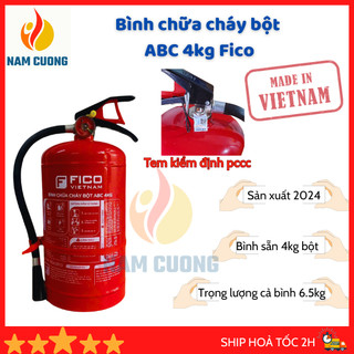 Bình chữa cháy bột ABC 4kg, bình cứu hoả chuyên dùng cho hộ kinh doanh, nhà xưởng công trình, trang bị pccc nam cường