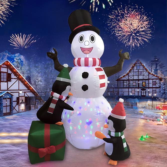 Mô Hình Người Tuyết Noel Bơm Hơi BH04 Sử Dụng Quạt Bơm Tự Động Trang Trí Noel Giáng Sinh
