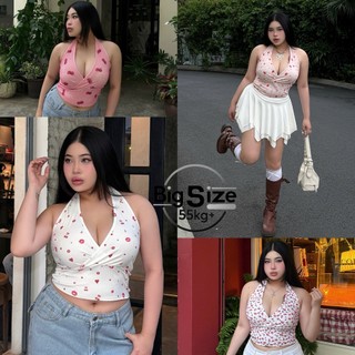    BIGSIZE TRÊN 55KG   AMS42 Áo yếm cổ v hoa nhí thun gân co giãn bigsize nữ | Áo croptop yếm sexy 