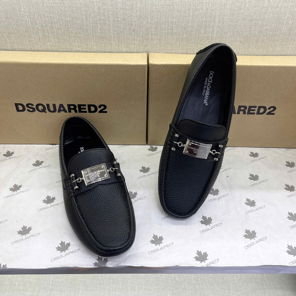 Giày lười moca nam PB da Pu đen trơn sần móc khoá tag logo Đôn Chề kim loại đế âm cao cấp basic GS167P