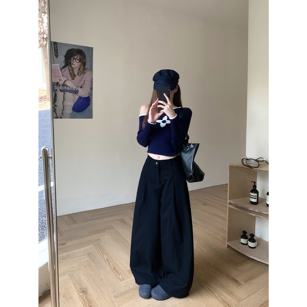 𝑷𝒊𝒏𝒌_𝑺𝒕𝒖𝒅𝒊𝒐//  Quần Kaki Nữ Ống Rộng LM-5084 Thiết Kế Thụng Basic Có Chun Sau Phong Cách Hàn Quốc Th