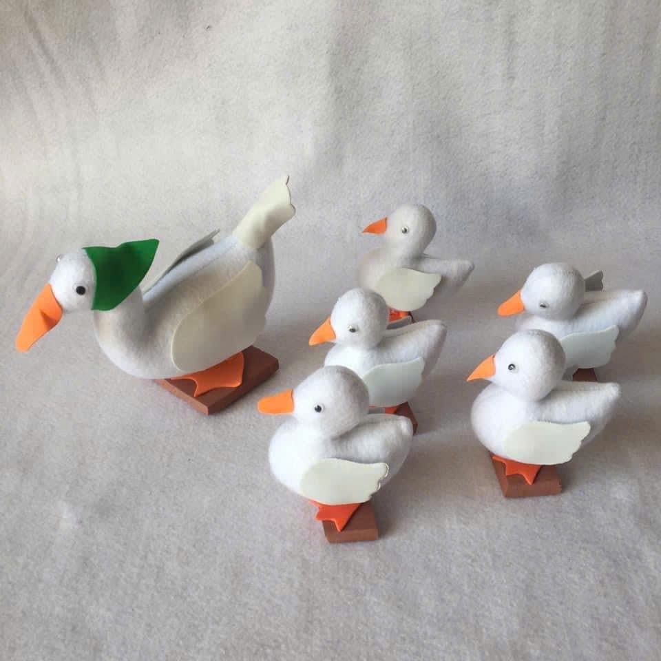 đàn Vịt gồm 1 Vịt mẹ và  5 Vịt con nhồi bông