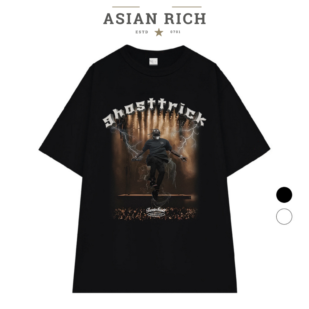 Áo Thun Asian Rich Premium Tee Ghost Trick Concert Travis Scott Black White