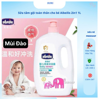  Sữa tắm gội toàn thân cho bé Aibeilis 2in1 1L –Dịu nhẹ,chiết xuất thảo mộc an toàn cho da nhạy cảm 