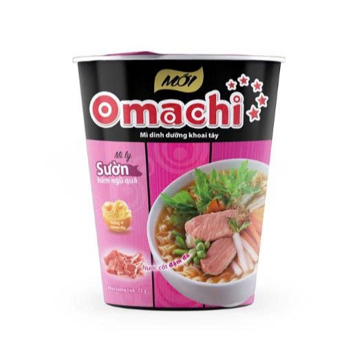 COMBO 5 LY - Mì ly Omachi (KHÔNG THỊT) vị Sườn Hầm Ngũ Quả (72g/ly) - Mì ly dinh dưỡng khoai tây Oma
