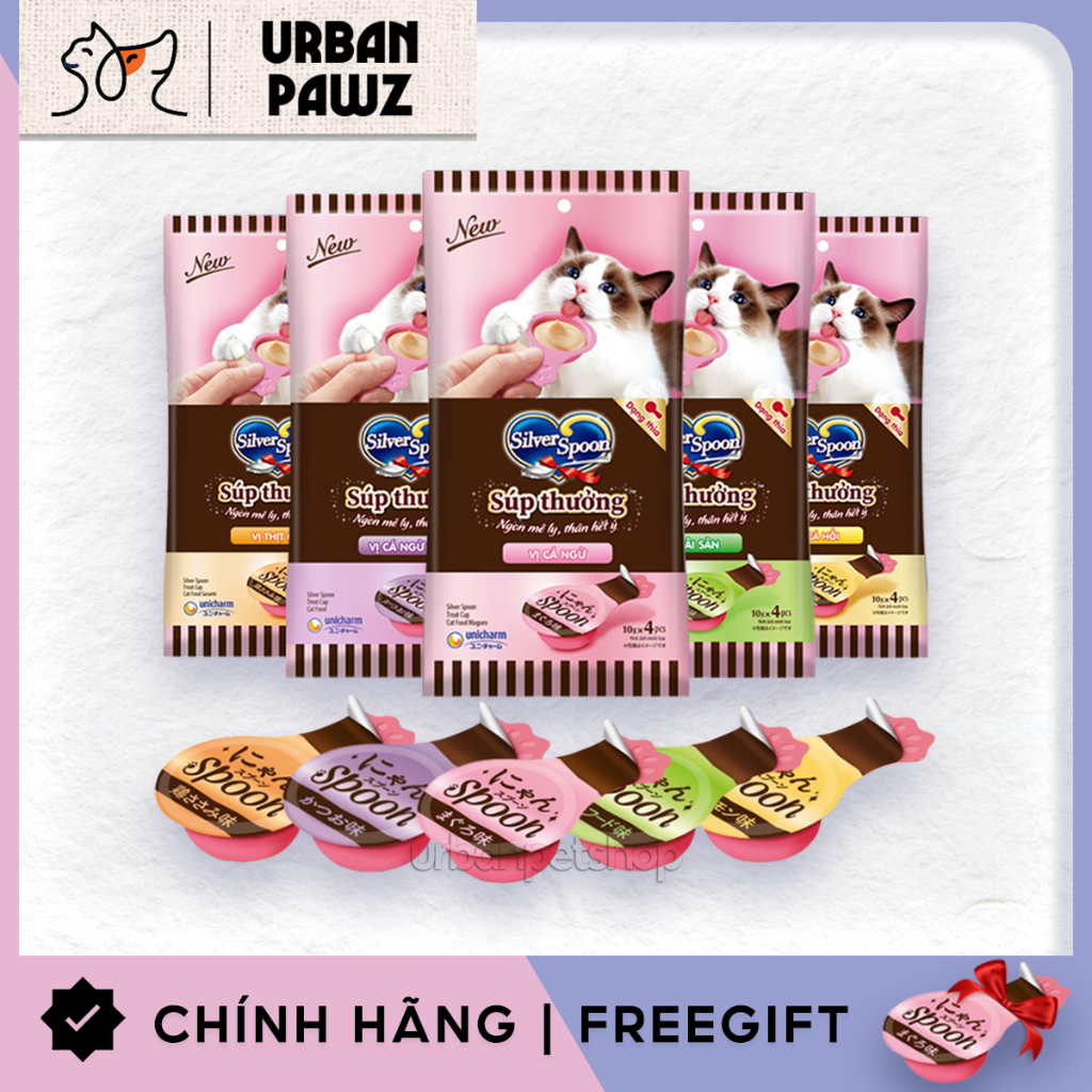 Súp Thưởng Cho Mèo Dạng Thìa Silver Spoon Nhật Bản, 5 Hương Vị Thơm Ngon, Bổ Sung Nước Tự Nhiên