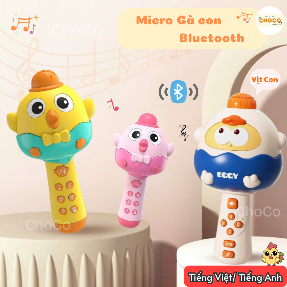 Micro hát karaoke bluetooth không dây kèm sạc cao cấp cho bé micro mini phát nhạc và kể chuyện cho bé CHOCO