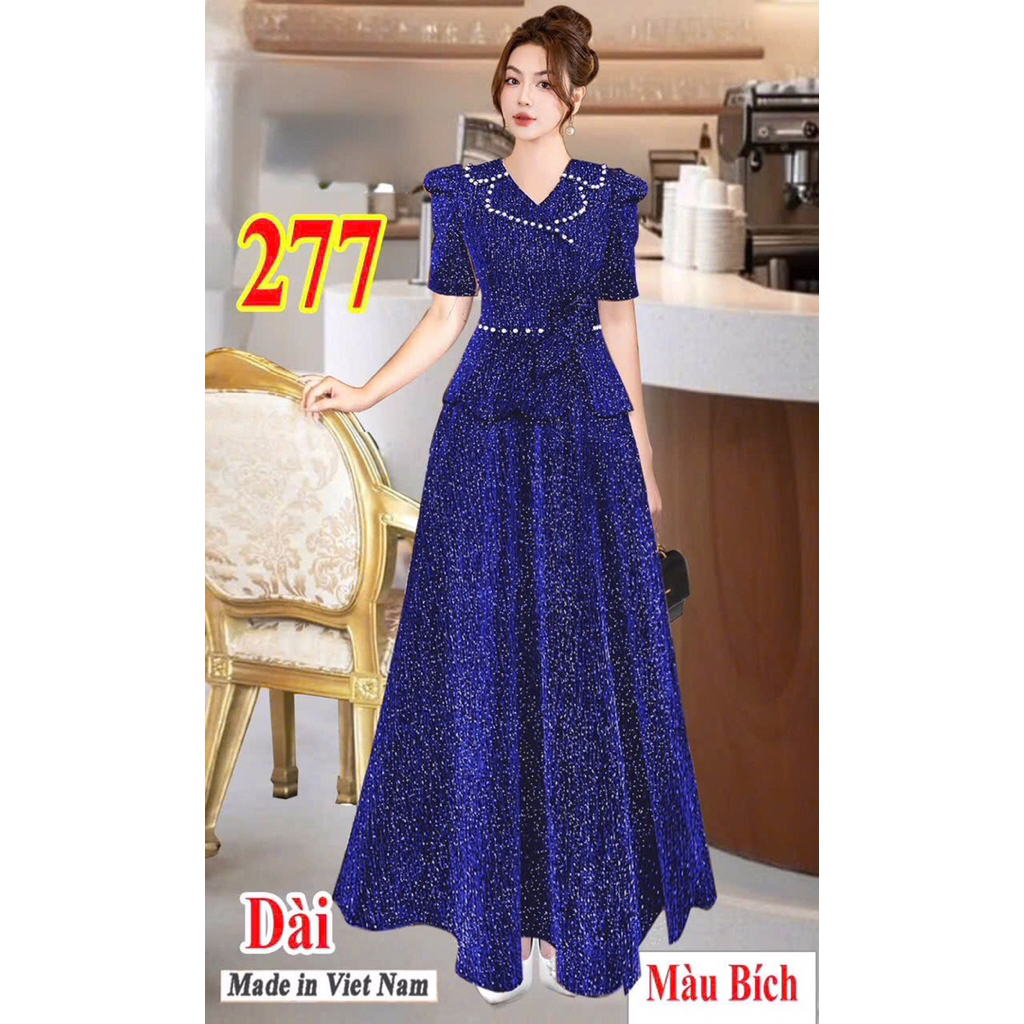 Váy Đầm Trung Niên Dự Tiệc Cao Cấp | Thiết Kế Dáng A Xòe Che Bụng Tặng Mẹ U40 U50 U60