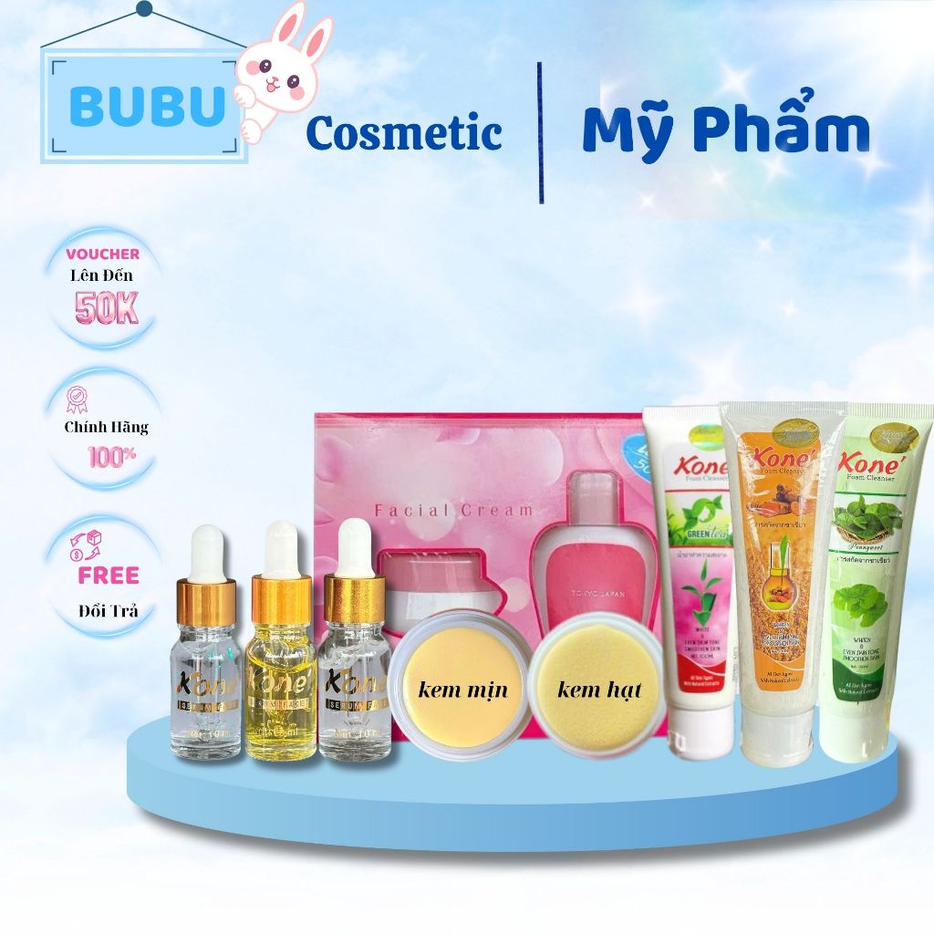 Combo Dưỡng Da Kone – Kem Dưỡng + Serum + Sữa Rửa Mặt | Làm Sáng Da, Mềm Mịn Tự Nhiên