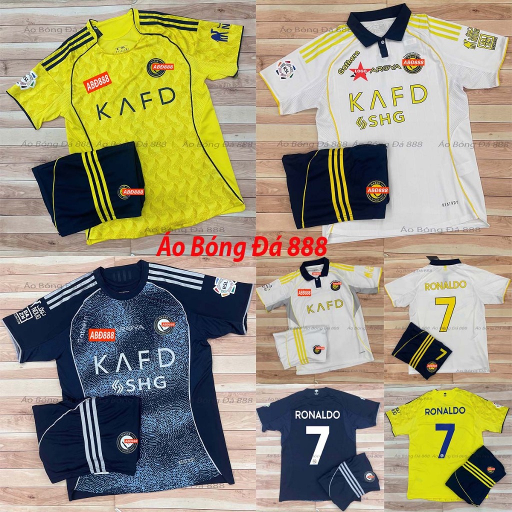 Bộ Quần Áo Bóng Đá CLB Al Nassr 2025, Áo Đá Banh Ronaldo - Vải Thái Vẩy Rồng Cao Cấp