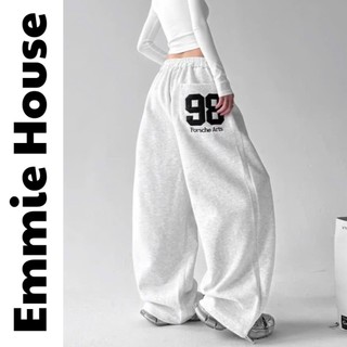 Quần Ống Suông In Số Basic Hottrend 2025 Dày Dặn Kèm Dây Lưng Chun Co Giãn Emmie House