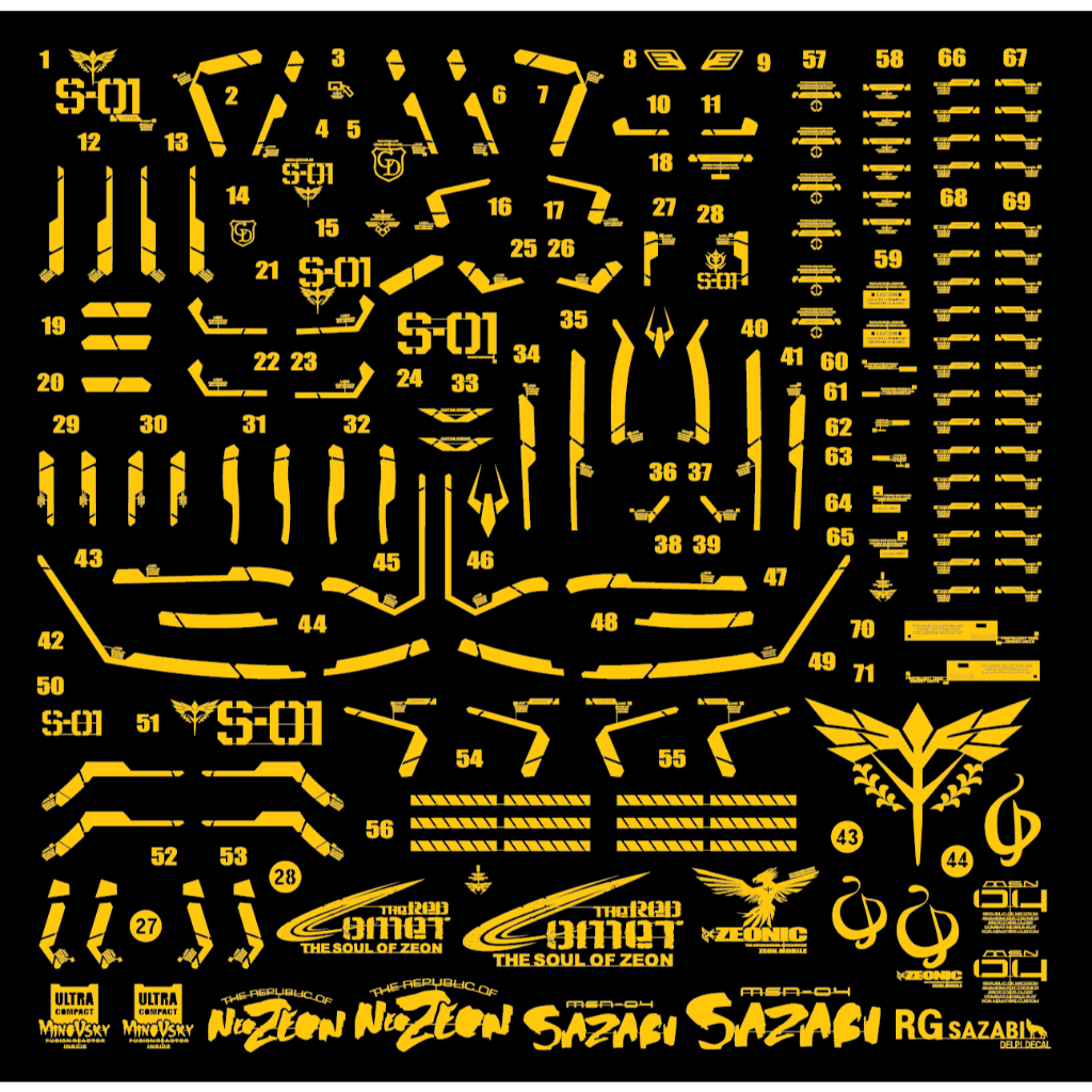phụ kiện Metal Sticker RG Sazabi - Metal Sticker - Decal kim loại – phụ kiện nâng cấp cao cấp RG Saz
